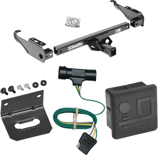 Fits 1979-1984 GMC C3500 Trailer Hitch Tow PKG w/ 4-Flat Wiring Harness + Wiring Bracket + Hitch Cover By Draw-Tite