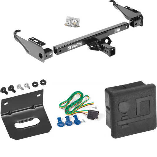 Fits 1963-1979 Ford F-100 Trailer Hitch Tow PKG w/ 4-Flat Wiring Harness + Wiring Bracket + Hitch Cover By Draw-Tite