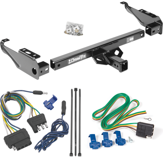 Fits 1989-1997 Ford F Super Duty Trailer Hitch Tow PKG w/ 5-Flat Wiring Harness (For Cab & Chassis, w/34" Wide Frames & 161" Wheelbase Models) By Draw-Tite