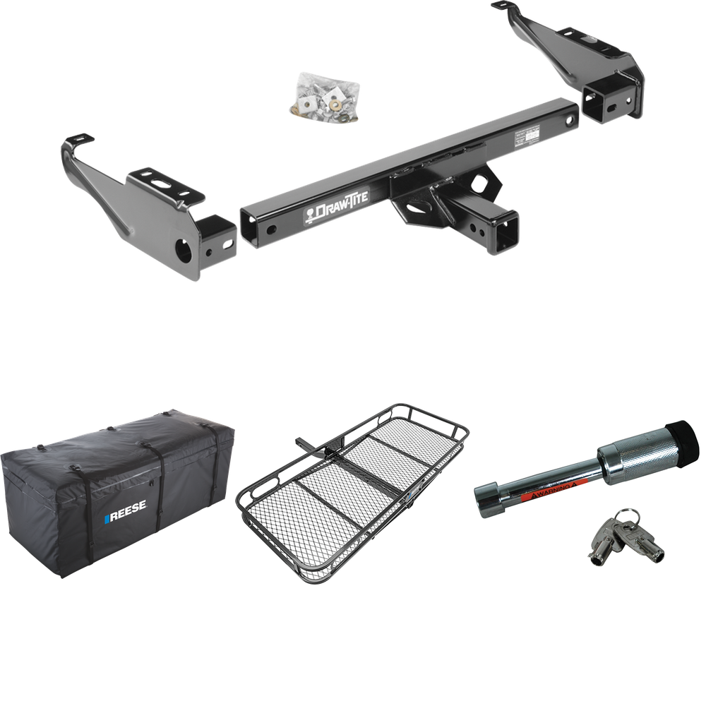 Fits 1963-1979 Ford F-100 Trailer Hitch Tow PKG w/ 60" x 24" Cargo Carrier + Cargo Bag + Hitch Lock By Draw-Tite