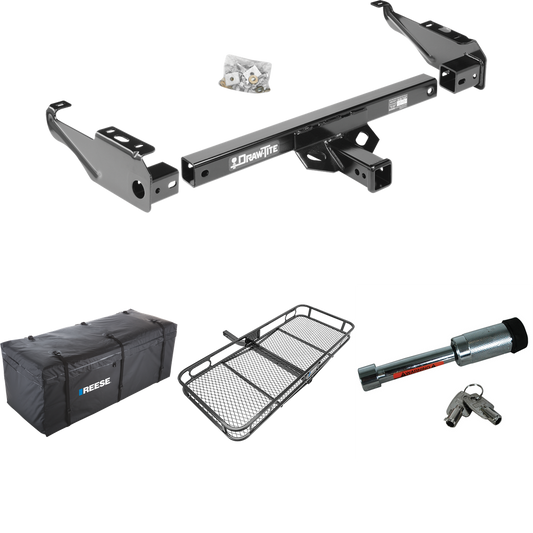 Fits 1967-1980 Dodge W300 Trailer Hitch Tow PKG w/ 60" x 24" Cargo Carrier + Cargo Bag + Hitch Lock By Draw-Tite