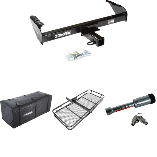 Fits 1969-1970 International 1300D Trailer Hitch Tow PKG w/ 60" x 24" Cargo Carrier + Cargo Bag + Hitch Lock By Draw-Tite