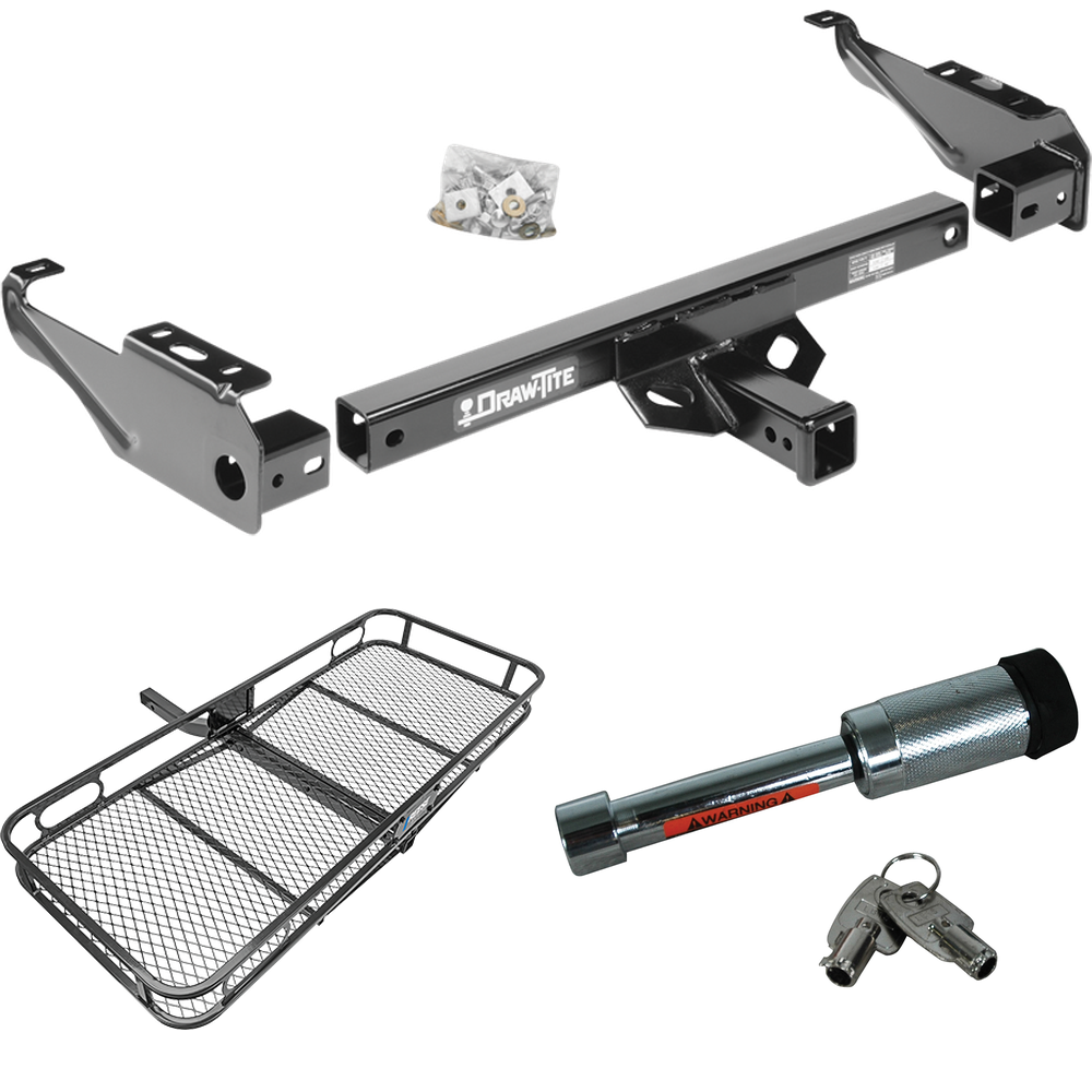 Fits 1979-1986 GMC C2500 Trailer Hitch Tow PKG w/ 60" x 24" Cargo Carrier + Hitch Lock By Draw-Tite