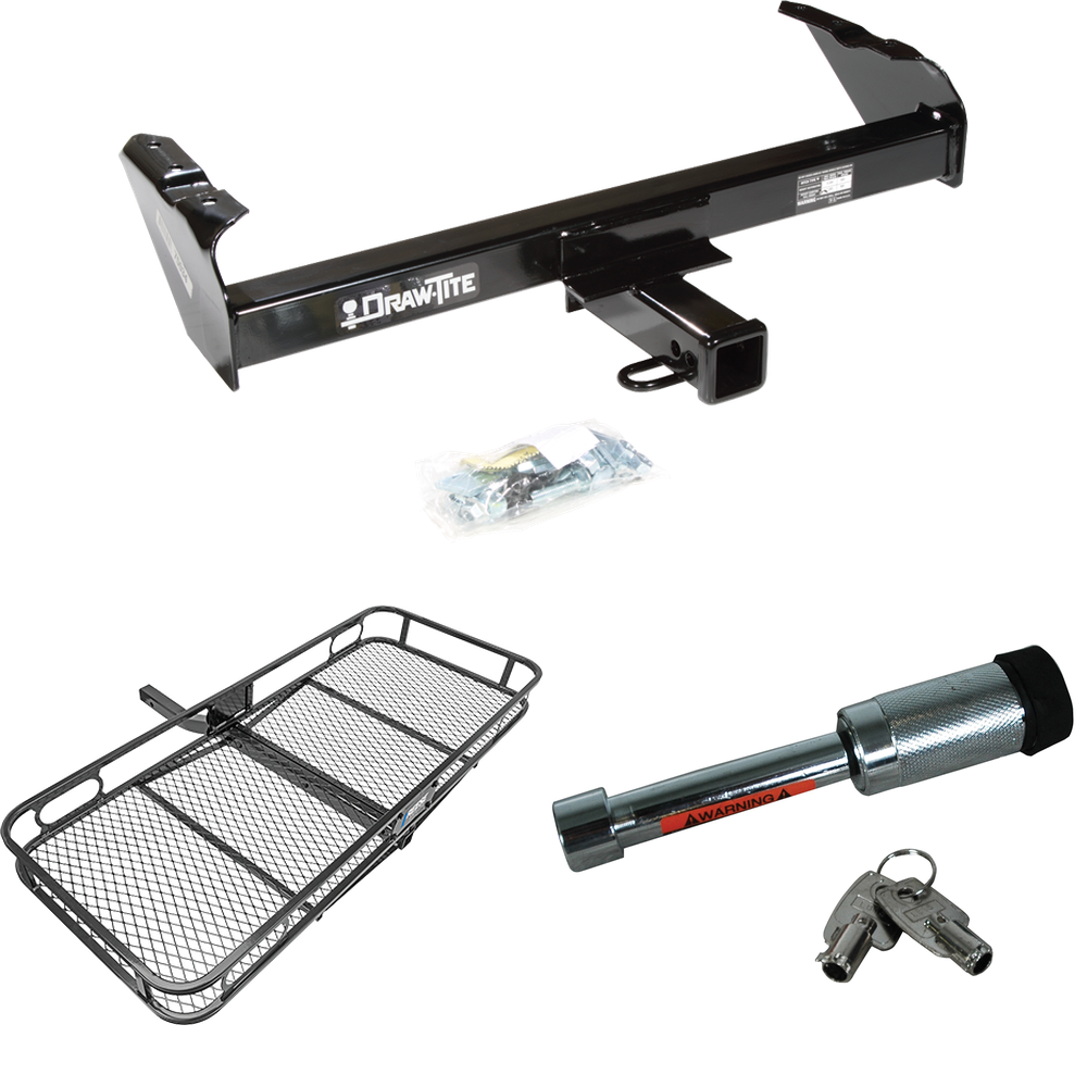 Fits 1963-1972 Ford F-250 Trailer Hitch Tow PKG w/ 60" x 24" Cargo Carrier + Hitch Lock By Draw-Tite