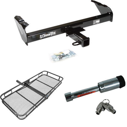 Fits 1967-1978 GMC K25 Trailer Hitch Tow PKG w/ 60" x 24" Cargo Carrier + Hitch Lock By Draw-Tite