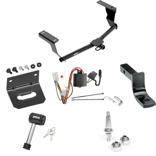 Fits 2013-2015 Subaru XV Crosstrek Trailer Hitch Tow PKG w/ 4-Flat Wiring Harness + Draw-Bar + Interchangeable 1-7/8" & 2" Balls + Wiring Bracket + Hitch Lock (Excludes: Hybrid Models) By Reese Towpower