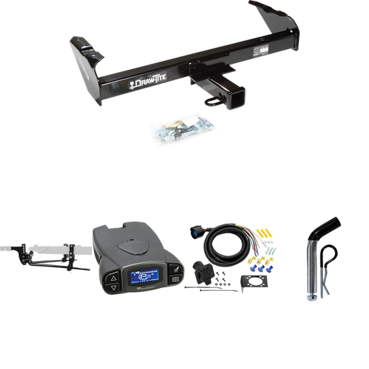 Fits 1963-1972 Ford F-100 Trailer Hitch Tow PKG w/ 8K Round Bar Weight Distribution Hitch w/ 2-5/16" Ball + Pin/Clip + Tekonsha Prodigy P3 Brake Control + 7-Way RV Wiring By Draw-Tite