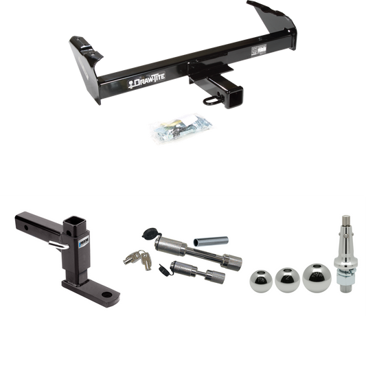 Fits 1963-1965 GMC 1500 Series Trailer Hitch Tow PKG w/ Adjustable Drop Rise Ball Mount + Dual Hitch & Copler Locks + Inerchangeable 1-7/8" & 2" & 2-5/16" Balls By Draw-Tite
