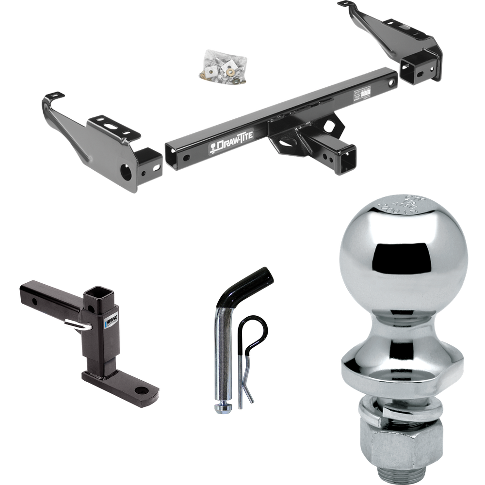 Fits 1987-1996 Ford F-250 Trailer Hitch Tow PKG w/ Adjustable Drop Rise Ball Mount + Pin/Clip + 1-7/8" Ball By Draw-Tite