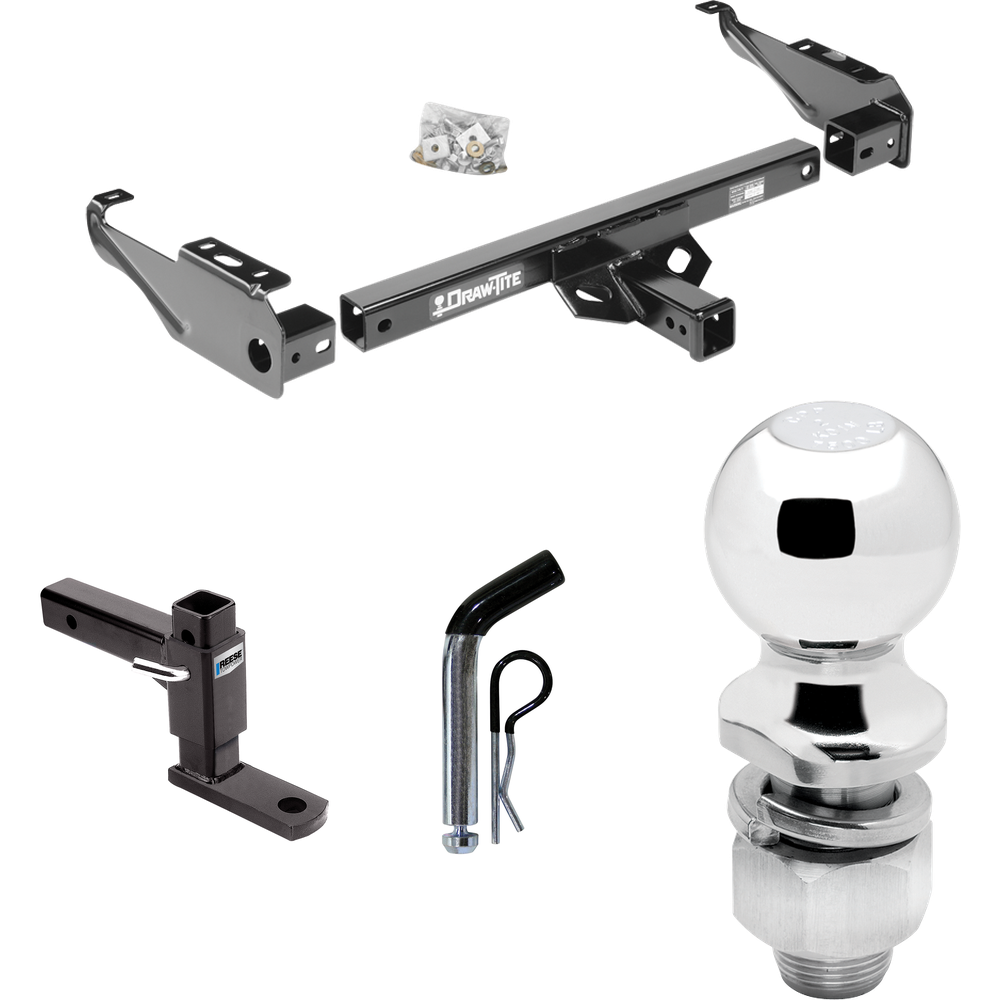 Fits 1979-1986 GMC C3500 Trailer Hitch Tow PKG w/ Adjustable Drop Rise Ball Mount + Pin/Clip + 2" Ball By Draw-Tite