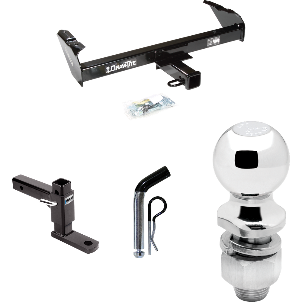 Fits 1979-1986 GMC K2500 Trailer Hitch Tow PKG w/ Adjustable Drop Rise Ball Mount + Pin/Clip + 2" Ball By Draw-Tite