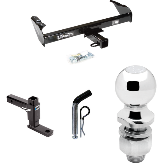 Fits 1979-1986 GMC K2500 Trailer Hitch Tow PKG w/ Adjustable Drop Rise Ball Mount + Pin/Clip + 2" Ball By Draw-Tite