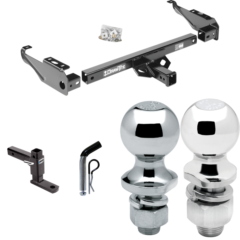 Fits 1968-1980 Dodge D300 Trailer Hitch Tow PKG w/ Adjustable Drop Rise Ball Mount + Pin/Clip + 2" Ball + 1-7/8" Ball By Draw-Tite