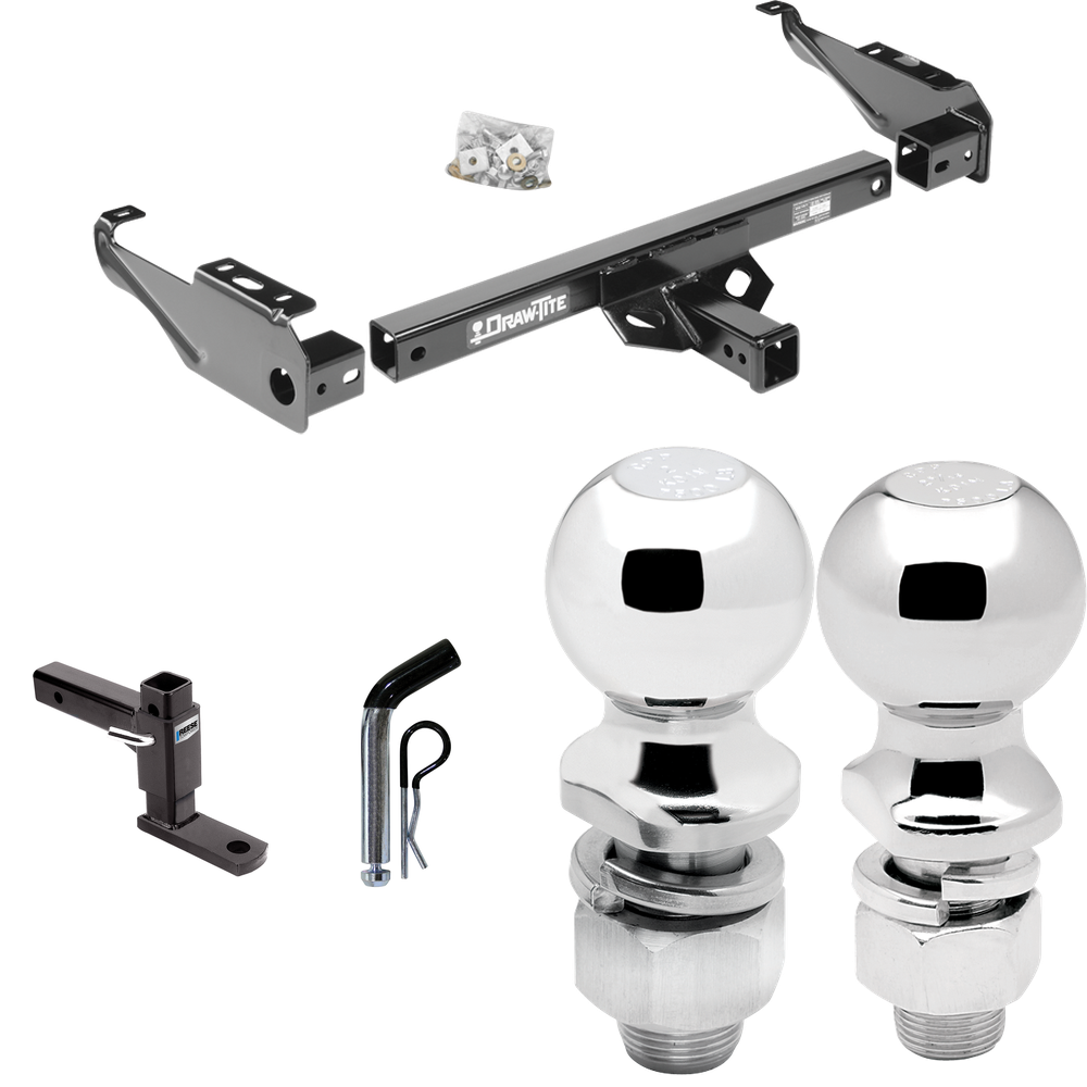 Fits 1963-1986 Chevrolet C10 Trailer Hitch Tow PKG w/ Adjustable Drop Rise Ball Mount + Pin/Clip + 2" Ball + 2-5/16" Ball By Draw-Tite