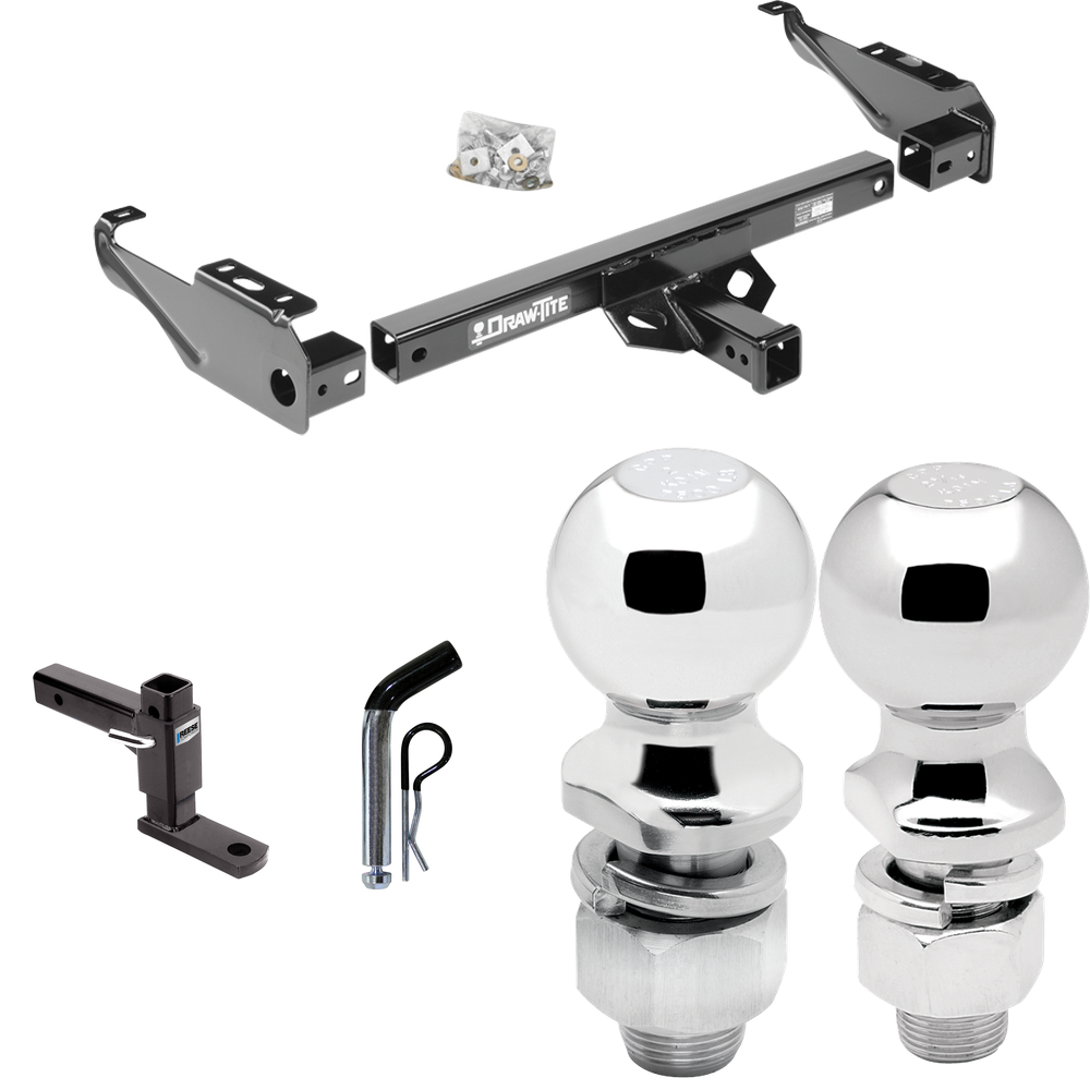 Fits 1963-1979 Ford F-100 Trailer Hitch Tow PKG w/ Adjustable Drop Rise Ball Mount + Pin/Clip + 2" Ball + 2-5/16" Ball By Draw-Tite