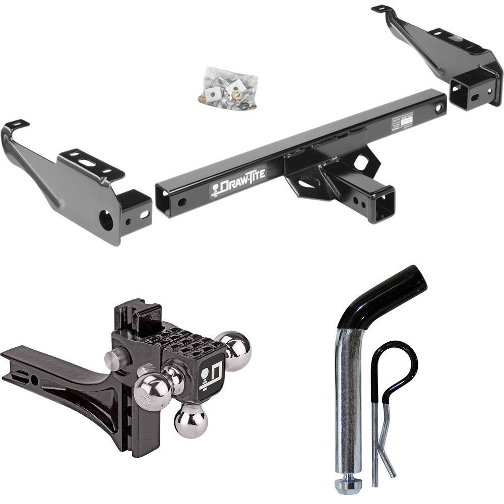 Fits 1967-1980 Dodge W300 Trailer Hitch Tow PKG w/ Adjustable Drop Rise Triple Ball Ball Mount 1-7/8" & 2" & 2-5/16" Trailer Balls + Pin/Clip By Draw-Tite