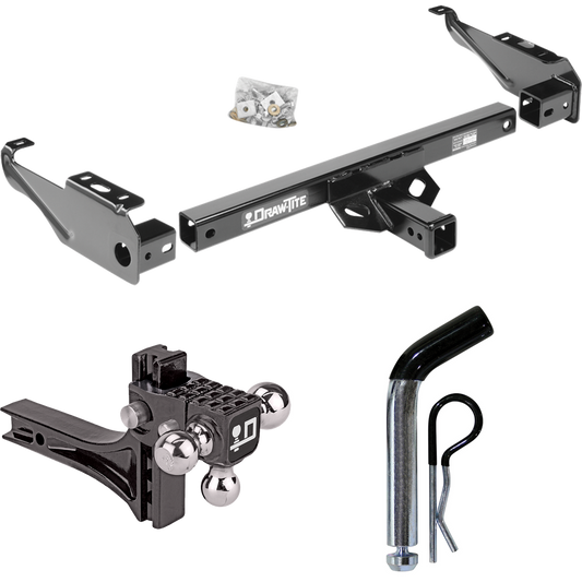 Fits 1981-1993 Dodge D250 Trailer Hitch Tow PKG w/ Adjustable Drop Rise Triple Ball Ball Mount 1-7/8" & 2" & 2-5/16" Trailer Balls + Pin/Clip By Draw-Tite