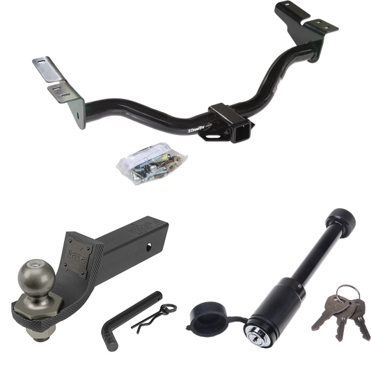 Fits 2001-2003 Ford Escape Trailer Hitch Tow PKG + Interlock Tactical Starter Kit w/ 2" Drop & 2" Ball + Tactical Dogbone Lock By Draw-Tite