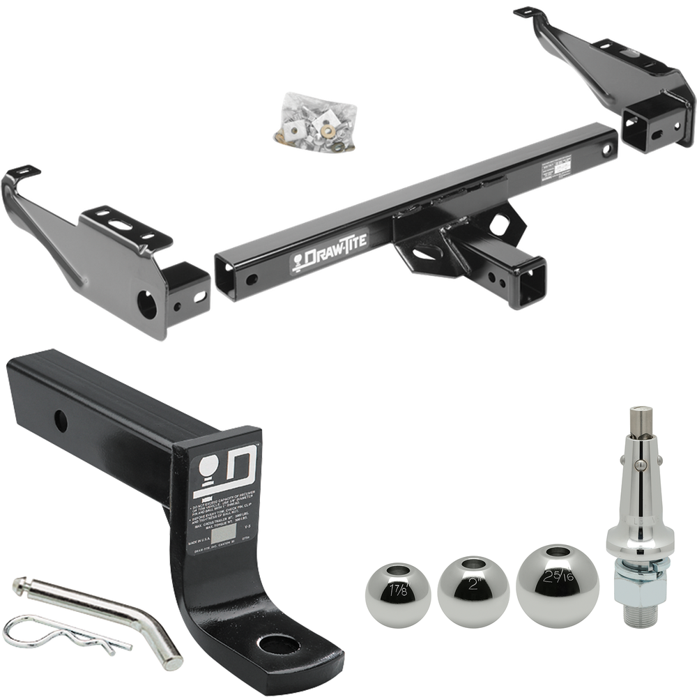 Fits 1977-1993 Dodge D150 Trailer Hitch Tow PKG w/ Ball Mount w/ 4" Drop + Interchangeable Ball 1-7/8" & 2" & 2-5/16" By Draw-Tite