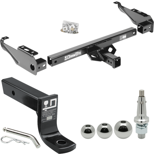 Fits 1977-1993 Dodge D150 Trailer Hitch Tow PKG w/ Ball Mount w/ 4" Drop + Interchangeable Ball 1-7/8" & 2" & 2-5/16" By Draw-Tite