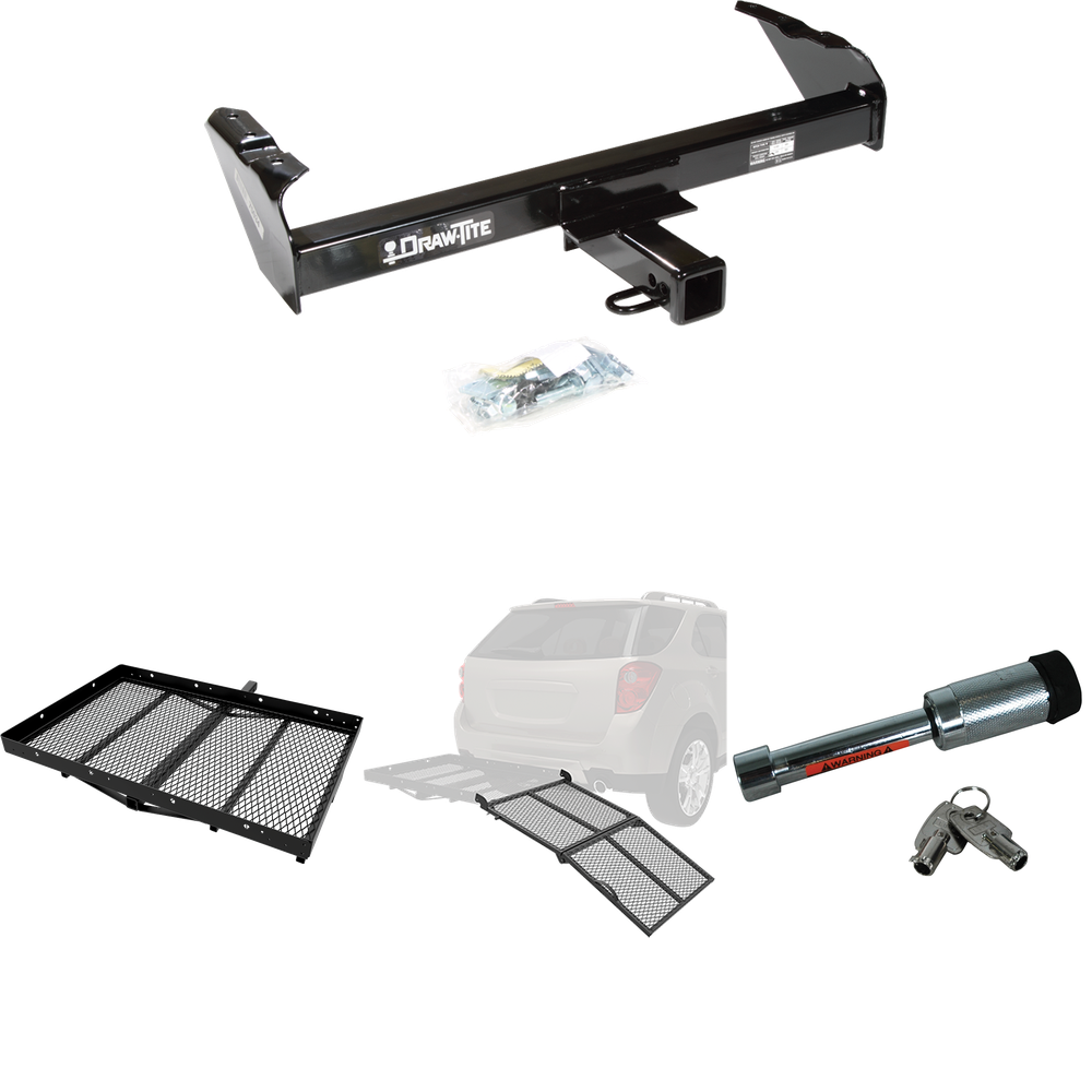 Fits 1988-1991 GMC C2500 Trailer Hitch Tow PKG w/ Cargo Carrier + Bi-Fold Ramp + Hitch Lock (For Crew Cab Models) By Draw-Tite