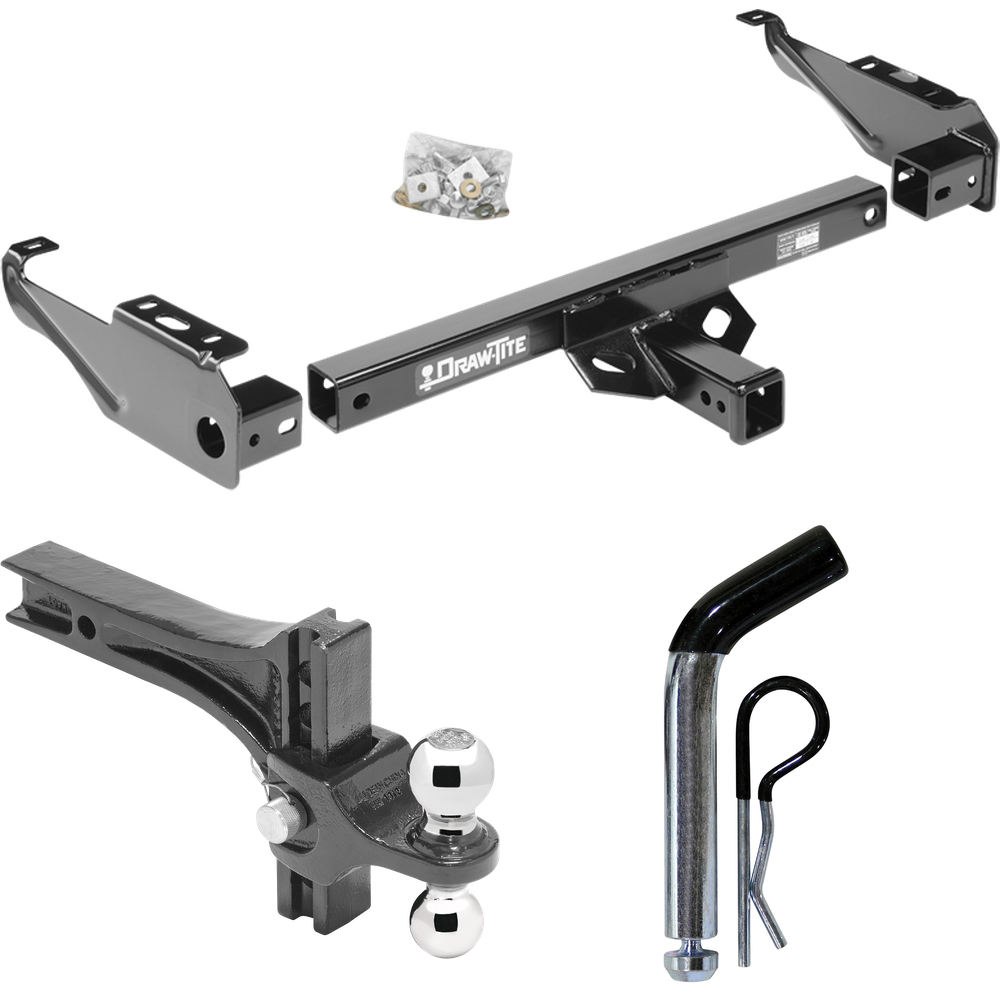 Fits 1981-1993 Dodge D250 Trailer Hitch Tow PKG w/ Dual Adjustable Drop Rise Ball Ball Mount 2" & 2-5/16" Trailer Balls + Pin/Clip By Draw-Tite