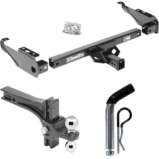 Fits 1981-1993 Dodge D250 Trailer Hitch Tow PKG w/ Dual Adjustable Drop Rise Ball Ball Mount 2" & 2-5/16" Trailer Balls + Pin/Clip By Draw-Tite