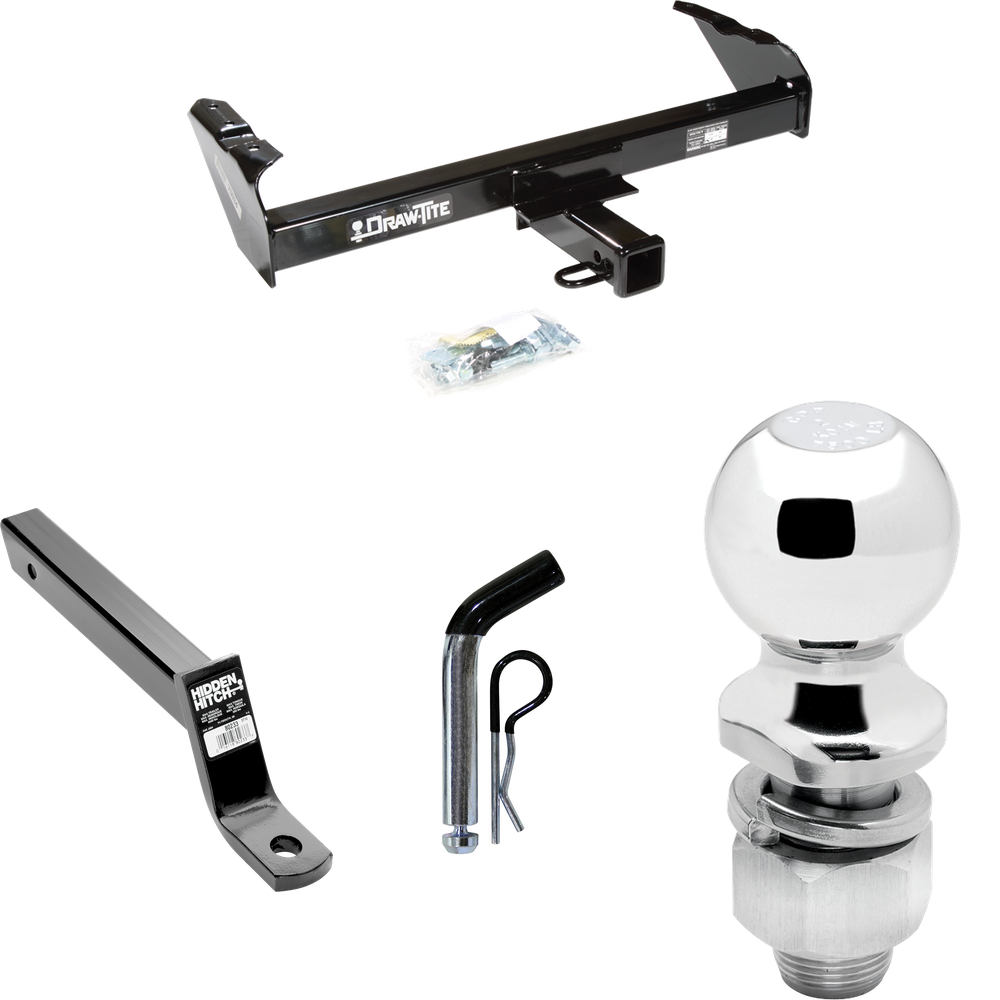 Fits 1963-1972 Ford F-250 Trailer Hitch Tow PKG w/ Extended 16" Long Ball Mount w/ 4" Drop + Pin/Clip + 2" Ball By Draw-Tite