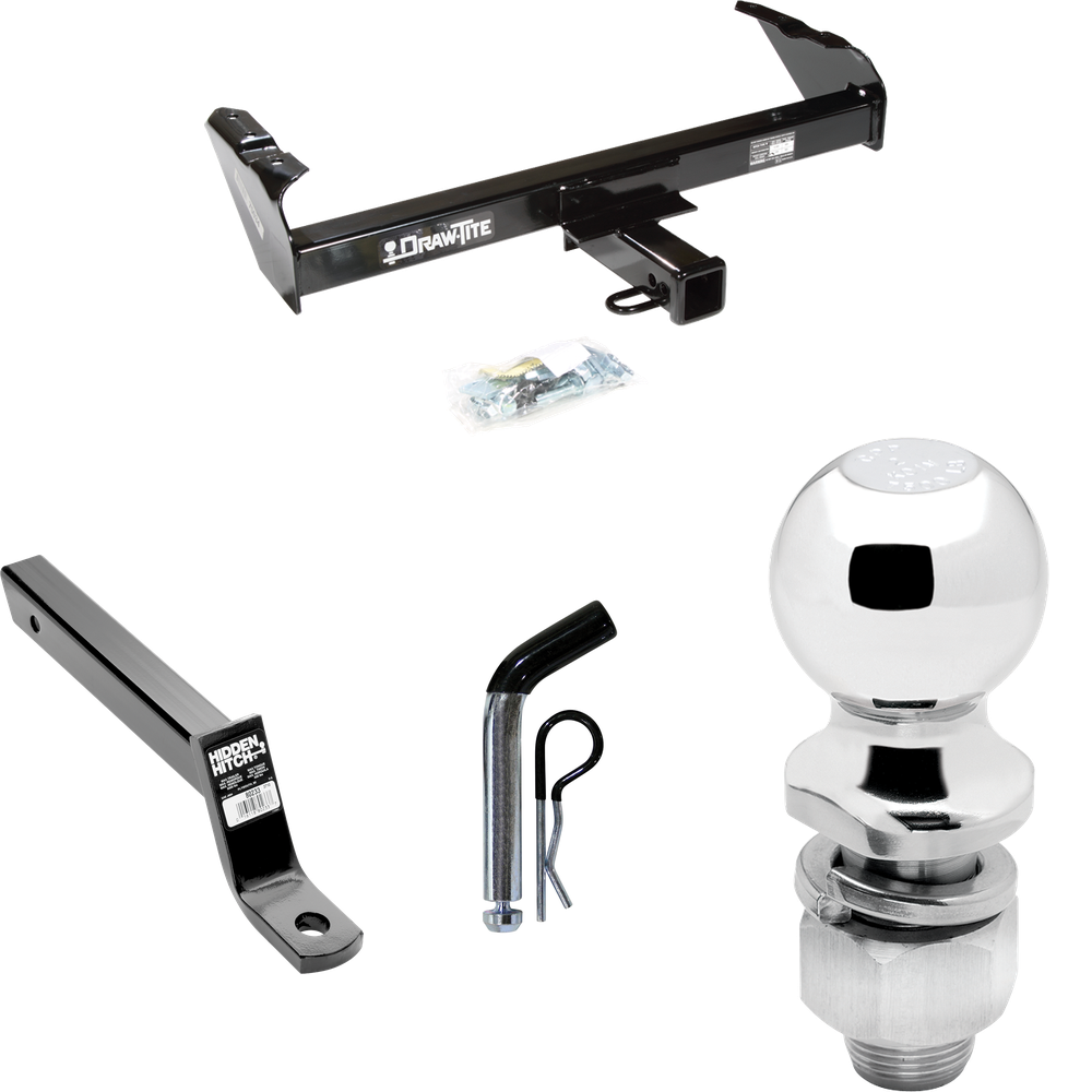 Fits 1974-1975 International 150 Trailer Hitch Tow PKG w/ Extended 16" Long Ball Mount w/ 4" Drop + Pin/Clip + 2" Ball By Draw-Tite