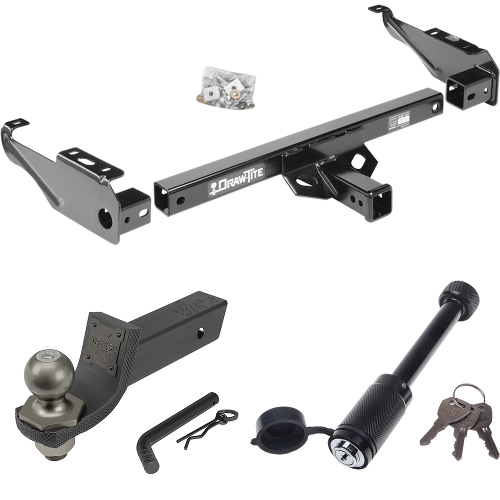 Fits 1986-1989 Dodge D100 Trailer Hitch Tow PKG + Interlock Tactical Starter Kit w/ 2" Drop & 2" Ball + Tactical Dogbone Lock By Draw-Tite