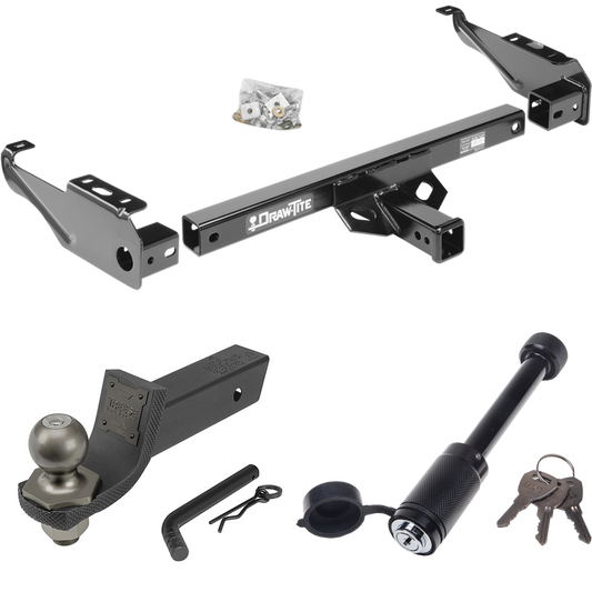 Fits 1986-1989 Dodge D100 Trailer Hitch Tow PKG + Interlock Tactical Starter Kit w/ 2" Drop & 2" Ball + Tactical Dogbone Lock By Draw-Tite