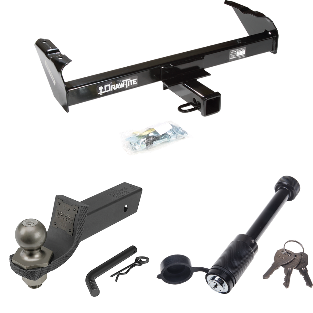 Fits 1967-1978 GMC K25 Trailer Hitch Tow PKG + Interlock Tactical Starter Kit w/ 2" Drop & 2" Ball + Tactical Dogbone Lock By Draw-Tite