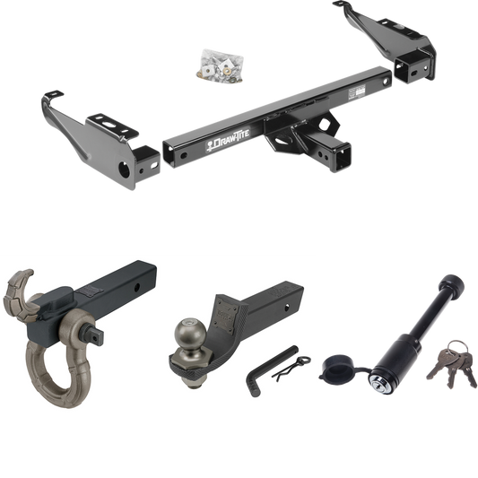 Fits 1977-1993 Dodge W150 Trailer Hitch Tow PKG + Interlock Tactical Starter Kit w/ 2" Drop & 2" Ball + Tactical Hook & Shackle Mount + Tactical Dogbone Lock By Draw-Tite