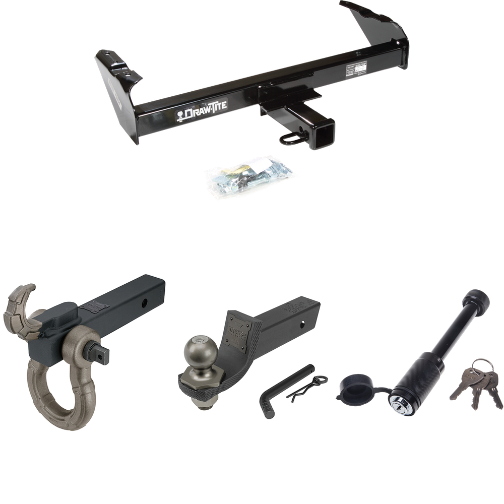 Se adapta al paquete de enganche de remolque International 150 de 1974-1975 + kit de inicio táctico de enclavamiento con caída de 2" y bola de 2" + gancho táctico y soporte de grillete + bloqueo táctico de hueso de perro de Draw-Tite