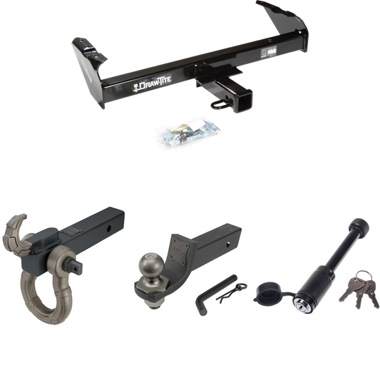 Fits 1974-1975 International 150 Trailer Hitch Tow PKG + Interlock Tactical Starter Kit w/ 2" Drop & 2" Ball + Tactical Hook & Shackle Mount + Tactical Dogbone Lock By Draw-Tite