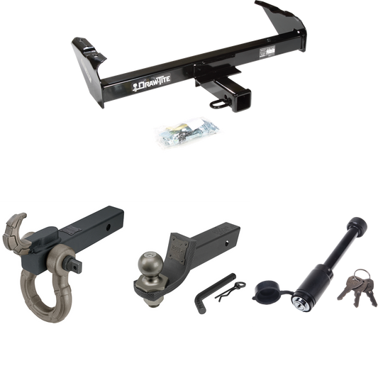 Fits 1988-1991 Chevrolet C2500 Trailer Hitch Tow PKG + Interlock Tactical Starter Kit w/ 2" Drop & 2" Ball + Tactical Hook & Shackle Mount + Tactical Dogbone Lock (For Crew Cab Models) By Draw-Tite