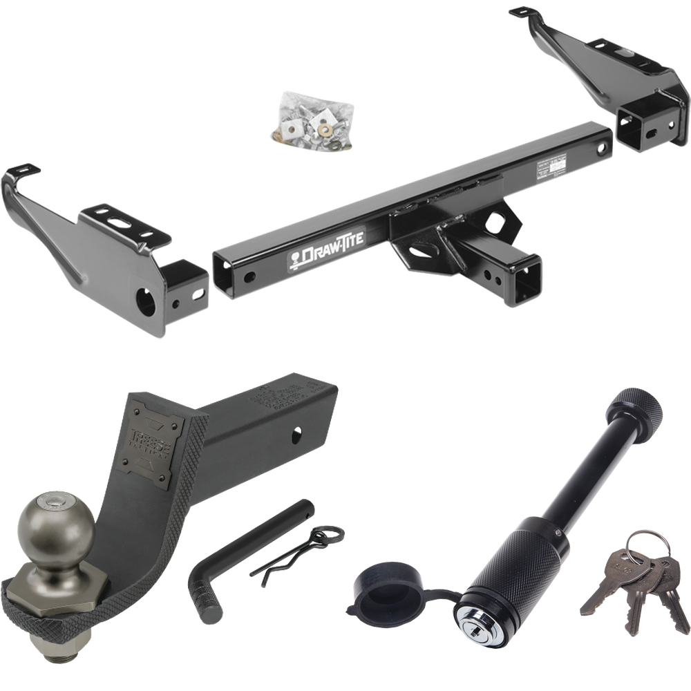 Fits 1981-1993 Dodge W350 Trailer Hitch Tow PKG + Interlock Tactical Starter Kit w/ 3-1/4" Drop & 2" Ball + Tactical Dogbone Lock By Draw-Tite