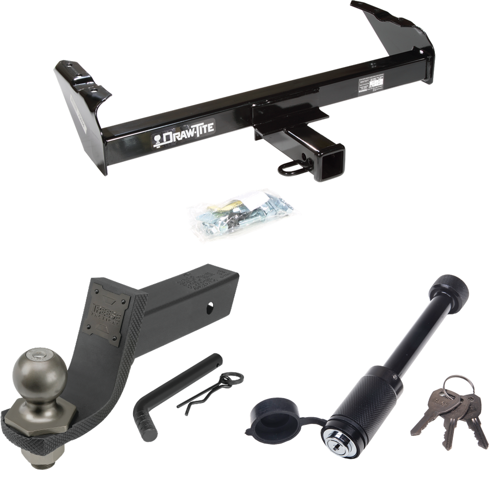Fits 1963-1965 GMC 2500 Series Trailer Hitch Tow PKG + Interlock Tactical Starter Kit w/ 3-1/4" Drop & 2" Ball + Tactical Dogbone Lock By Draw-Tite