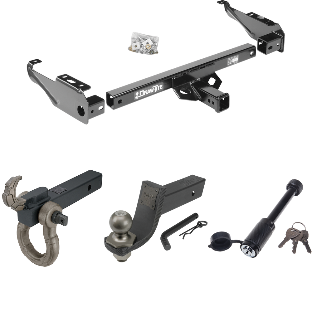 Fits 1963-1972 Chevrolet C20 Trailer Hitch Tow PKG + Interlock Tactical Starter Kit w/ 3-1/4" Drop & 2" Ball + Tactical Hook & Shackle Mount + Tactical Dogbone Lock By Draw-Tite