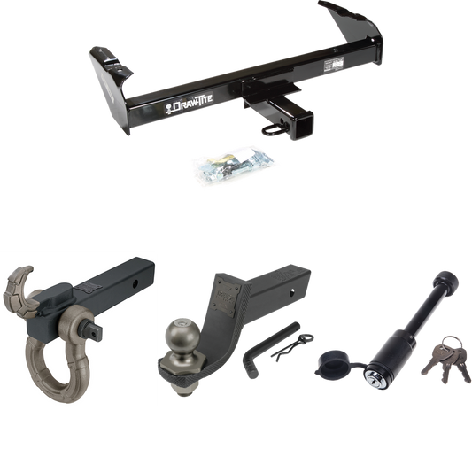 Fits 1977-1984 Chevrolet K30 Trailer Hitch Tow PKG + Interlock Tactical Starter Kit w/ 3-1/4" Drop & 2" Ball + Tactical Hook & Shackle Mount + Tactical Dogbone Lock By Draw-Tite