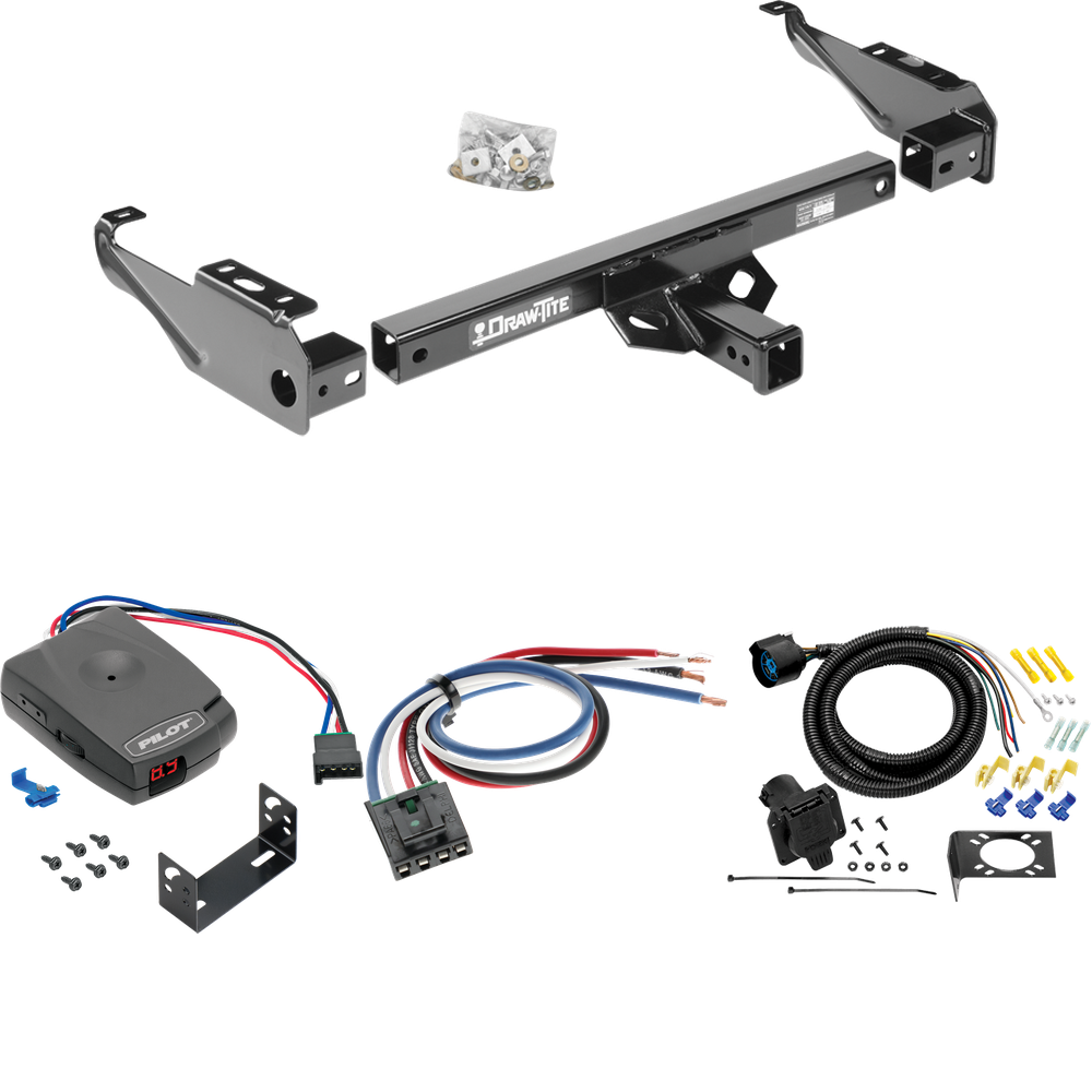 Fits 1979-2000 GMC C3500 Trailer Hitch Tow PKG w/ Pro Series Pilot Brake Control + Generic BC Wiring Adapter + 7-Way RV Wiring By Draw-Tite