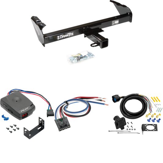 Fits 1963-1986 Chevrolet C10 Trailer Hitch Tow PKG w/ Pro Series Pilot Brake Control + Generic BC Wiring Adapter + 7-Way RV Wiring By Draw-Tite