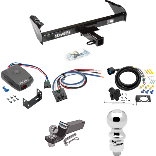 Fits 1963-1965 GMC 2500 Series Trailer Hitch Tow PKG w/ Pro Series Pilot Brake Control + Generic BC Wiring Adapter + 7-Way RV Wiring + 2" & 2-5/16" Ball & Drop Mount By Draw-Tite