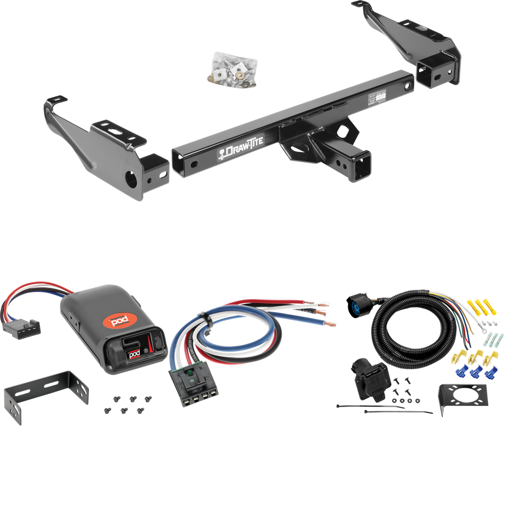 Fits 1963-1993 Ford F-250 Trailer Hitch Tow PKG w/ Pro Series POD Brake Control + Generic BC Wiring Adapter + 7-Way RV Wiring By Draw-Tite