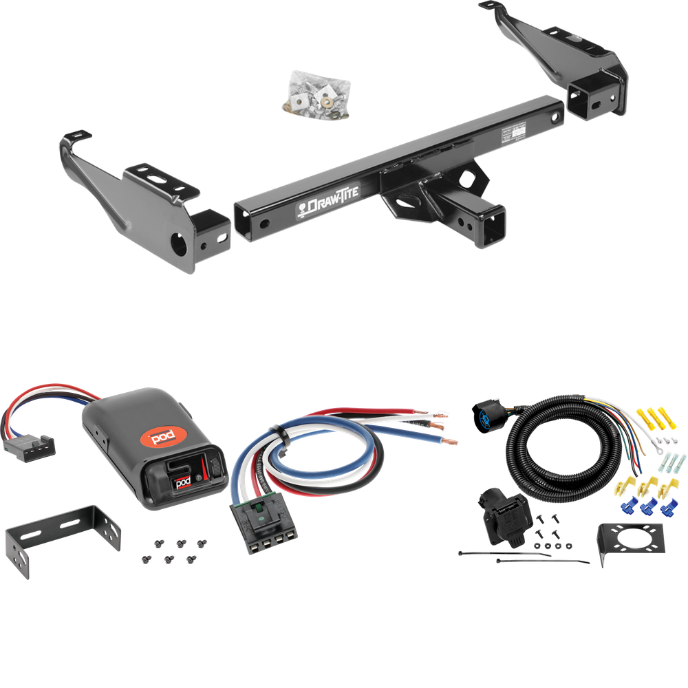 Fits 1963-1986 Chevrolet C20 Trailer Hitch Tow PKG w/ Pro Series POD Brake Control + Generic BC Wiring Adapter + 7-Way RV Wiring By Draw-Tite