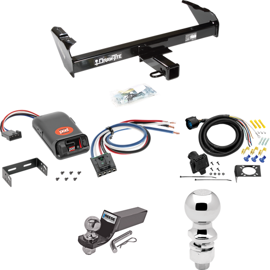 Fits 1963-1965 GMC 2500 Series Trailer Hitch Tow PKG w/ Pro Series POD Brake Control + Generic BC Wiring Adapter + 7-Way RV Wiring + 2" & 2-5/16" Ball & Drop Mount By Draw-Tite