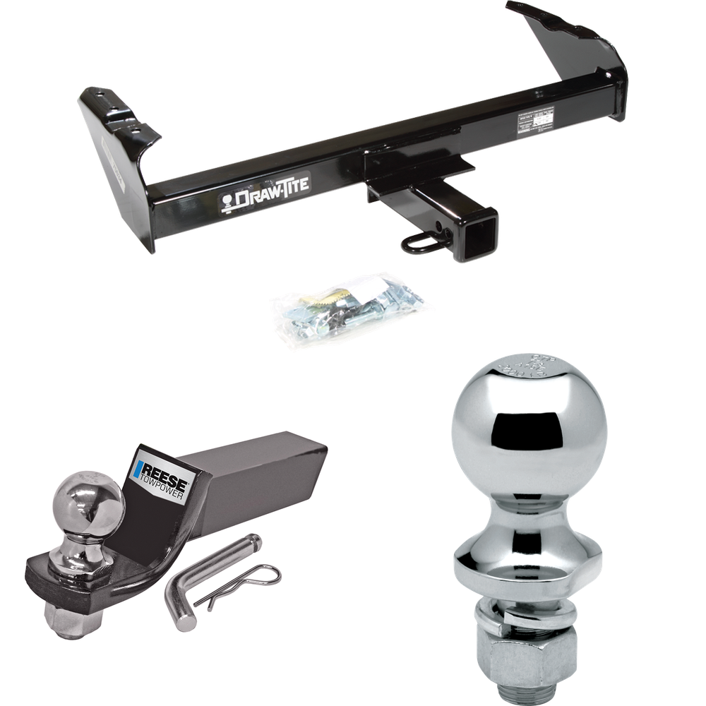 Fits 1975-1978 GMC C15 Trailer Hitch Tow PKG w/ Starter Kit Ball Mount w/ 2" Drop & 2" Ball + 1-7/8" Ball By Draw-Tite