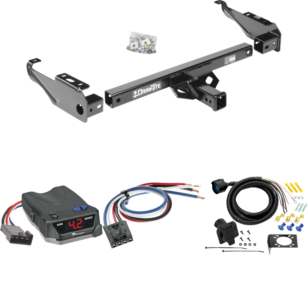 Fits 1967-1974 GMC C15/C1500 Trailer Hitch Tow PKG w/ Tekonsha BRAKE-EVN Brake Control + Generic BC Wiring Adapter + 7-Way RV Wiring By Draw-Tite