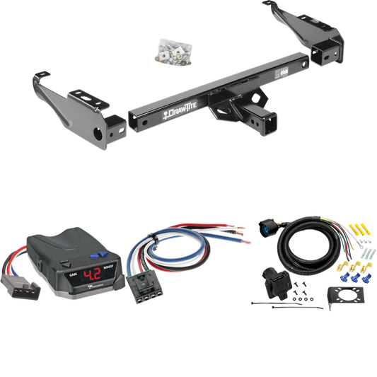 Fits 1967-1974 GMC C15/C1500 Trailer Hitch Tow PKG w/ Tekonsha BRAKE-EVN Brake Control + Generic BC Wiring Adapter + 7-Way RV Wiring By Draw-Tite