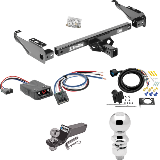 Fits 1980-1986 Ford F-350 Trailer Hitch Tow PKG w/ Tekonsha Brakeman IV Brake Control + Generic BC Wiring Adapter + 7-Way RV Wiring + 2" & 2-5/16" Ball & Drop Mount (Excludes: w/Custom Fascia Models) By Draw-Tite